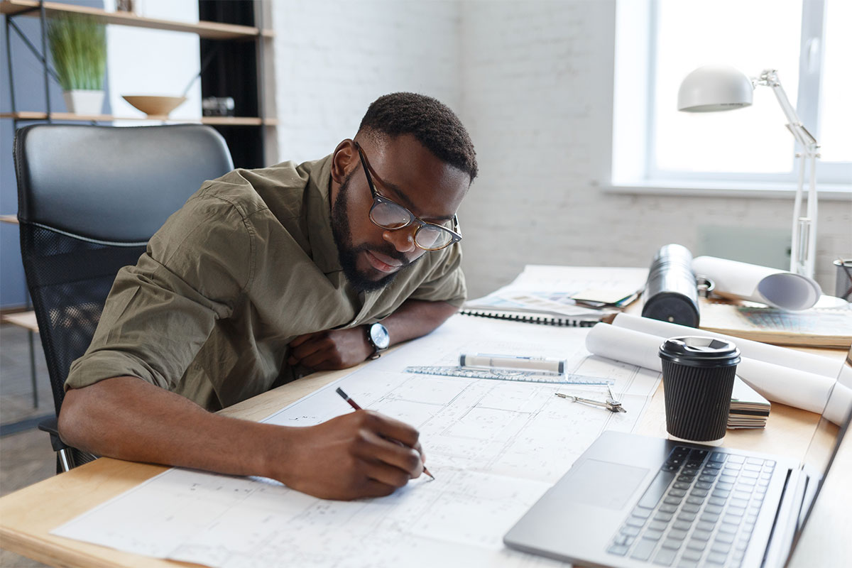 Engineer working in office