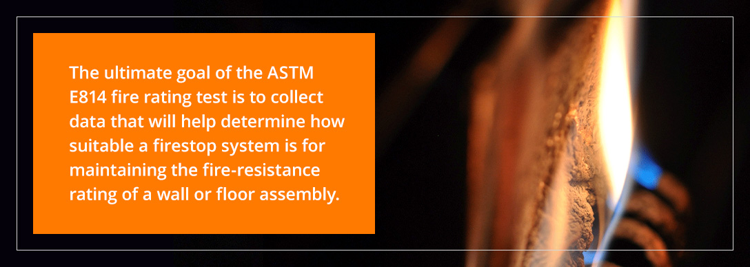 A flame and a design explaining the goal of ASTM-E814