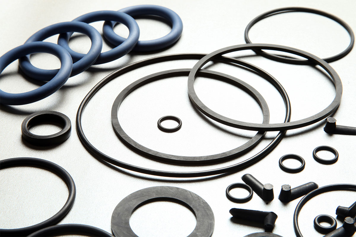 An assortment of rubber rings and gaskets